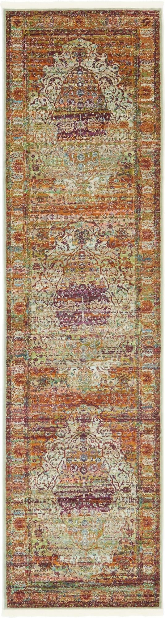 Cream 2' 7 x 10' Baracoa Runner Area Rug 100% Polypropylene Distressed Vintage Living Dining Room Office Traditional Carpet for Sale at Rug Engine