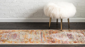 Cream 2' 7 x 10' Baracoa Runner Area Rug 100% Polypropylene Distressed Vintage Living Dining Room Office Traditional Carpet for Sale at Rug Engine