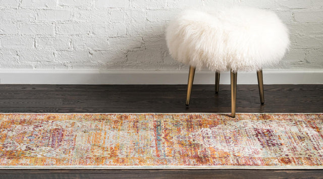 Cream 2' 7 x 10' Baracoa Runner Area Rug 100% Polypropylene Distressed Vintage Living Dining Room Office Traditional Carpet for Sale at Rug Engine