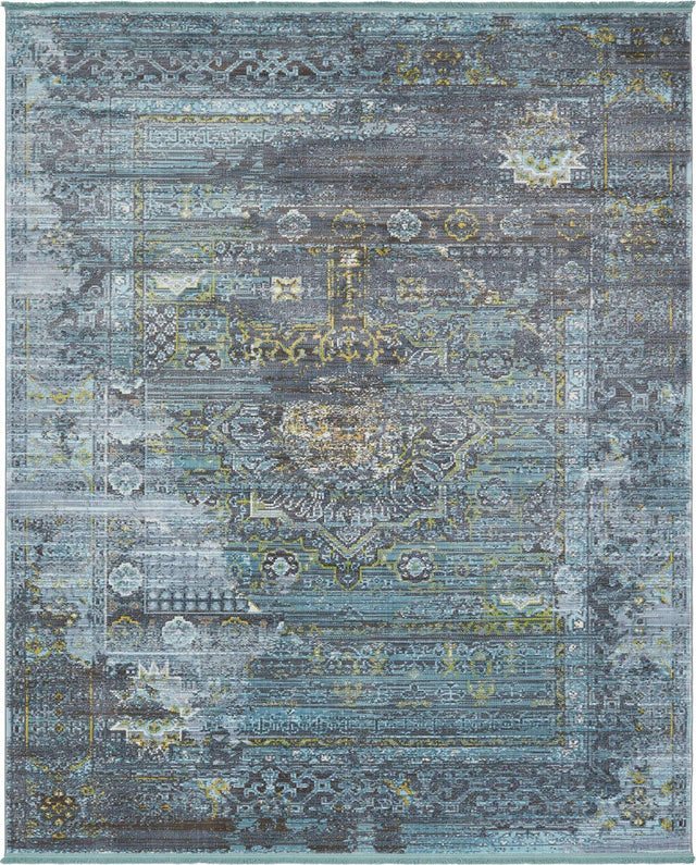 Turquoise 8' x 10' Baracoa Rectangle Area Rug 100% Polypropylene Distressed Vintage Living Dining Room Office Traditional Carpet for Sale at Rug Engine