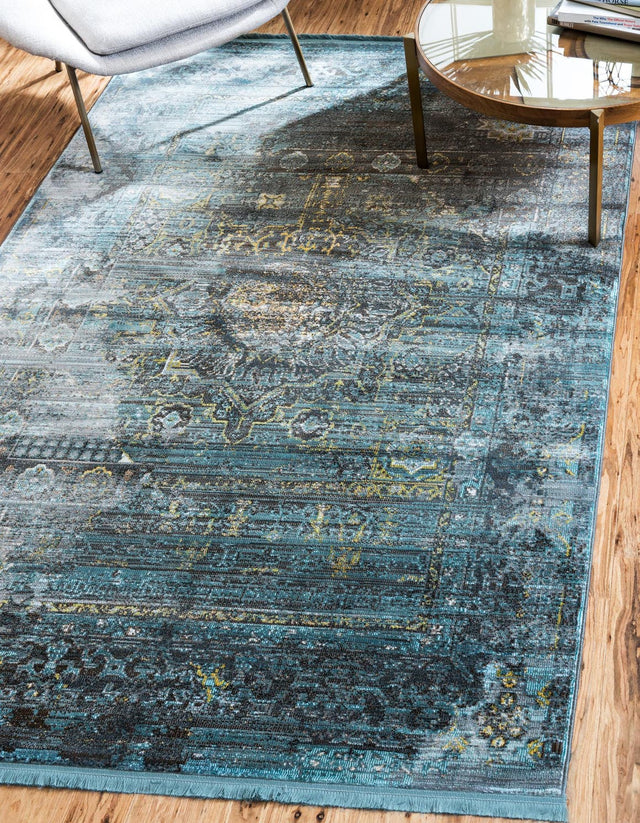 Turquoise 6' x 9' Baracoa Rectangle Area Rug 100% Polypropylene Distressed Vintage Living Dining Room Office Traditional Carpet for Sale at Rug Engine