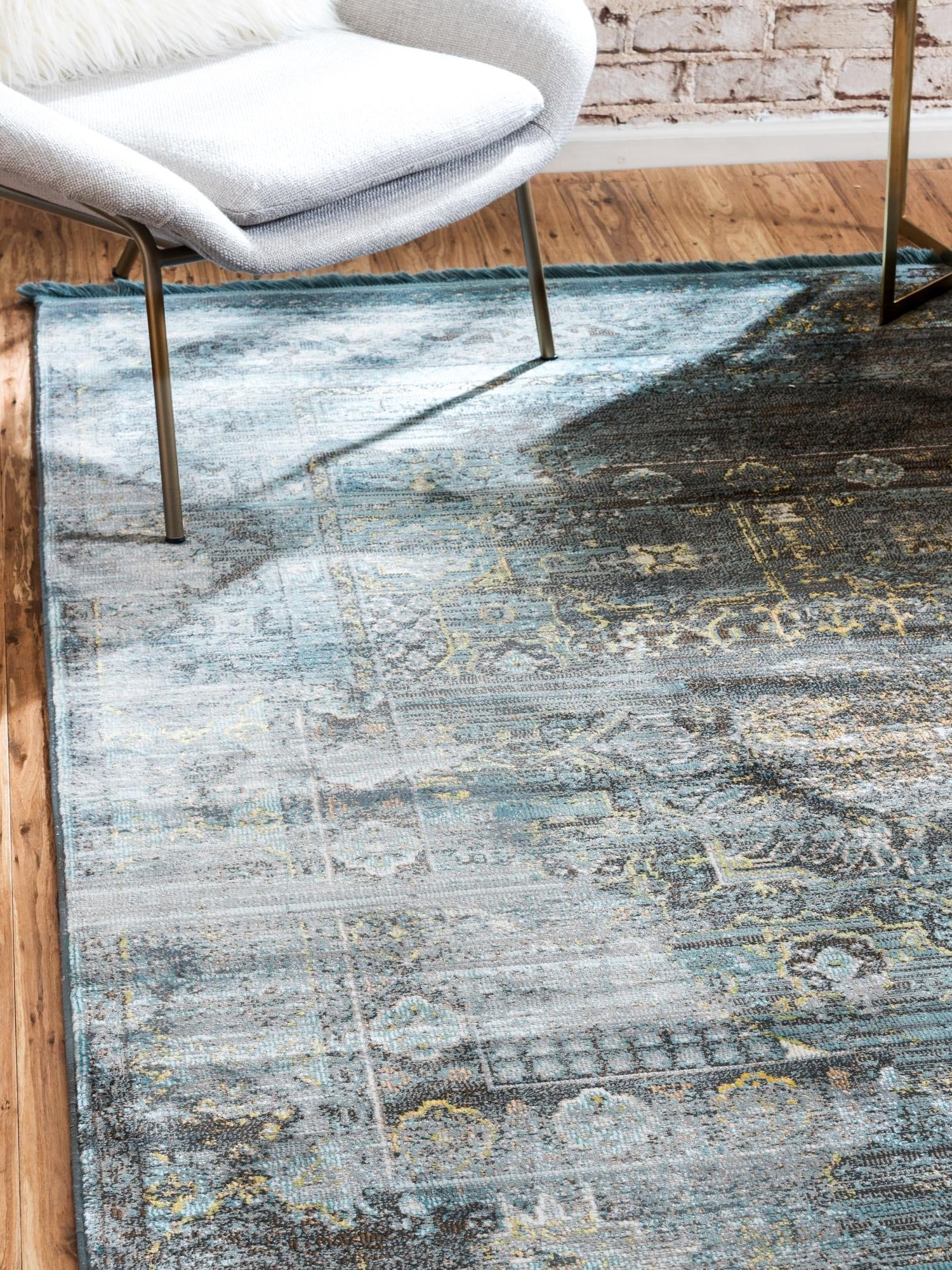 Turquoise 9' x 12' Baracoa Rectangle Area Rug 100% Polypropylene Distressed Vintage Living Dining Room Office Traditional Carpet for Sale at Rug Engine