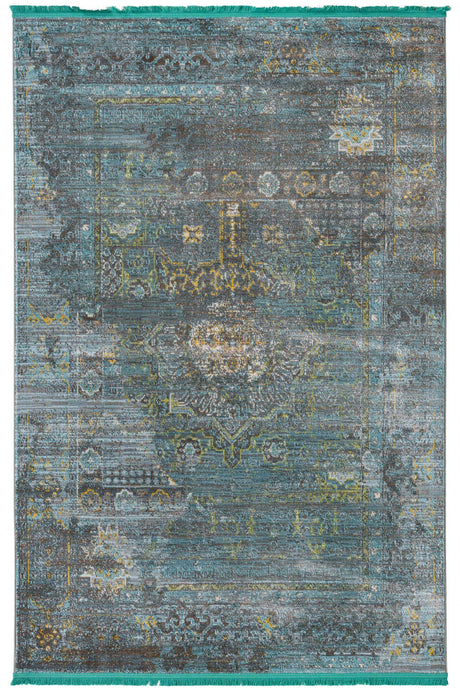 Turquoise 5' 5 x 8' Baracoa Rectangle Area Rug 100% Polypropylene Distressed Vintage Living Dining Room Office Traditional Carpet for Sale at Rug Engine