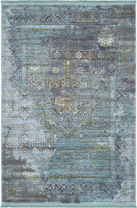 Turquoise 4' 3 x 6' Baracoa Rectangle Area Rug 100% Polypropylene Distressed Vintage Living Dining Room Office Traditional Carpet for Sale at Rug Engine