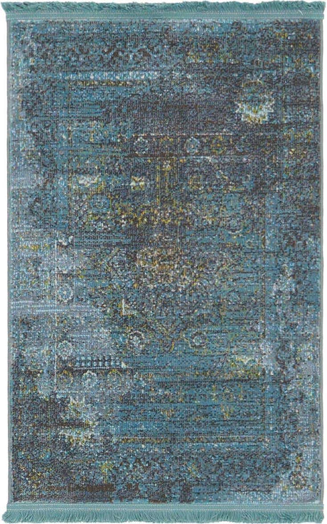 Turquoise 2' 2 x 3' Baracoa Rectangle Area Rug 100% Polypropylene Distressed Vintage Living Dining Room Office Traditional Carpet for Sale at Rug Engine