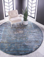 Turquoise 8' x 8' Baracoa Round Area Rug 100% Polypropylene Distressed Vintage Living Dining Room Office Traditional Carpet for Sale at Rug Engine