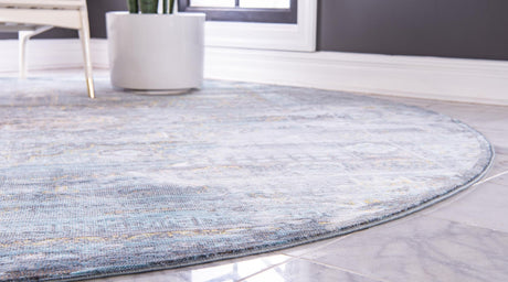 Turquoise 4' x 4' Baracoa Round Area Rug 100% Polypropylene Distressed Vintage Living Dining Room Office Traditional Carpet for Sale at Rug Engine