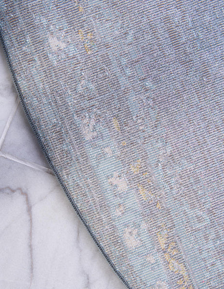 Turquoise 8' x 8' Baracoa Round Area Rug 100% Polypropylene Distressed Vintage Living Dining Room Office Traditional Carpet for Sale at Rug Engine