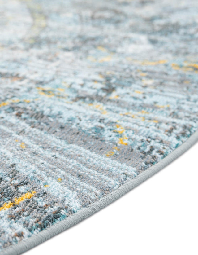 Turquoise 4' x 4' Baracoa Round Area Rug 100% Polypropylene Distressed Vintage Living Dining Room Office Traditional Carpet for Sale at Rug Engine