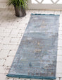 Turquoise 2' x 8' Baracoa Runner Area Rug 100% Polypropylene Distressed Vintage Living Dining Room Office Traditional Carpet for Sale at Rug Engine