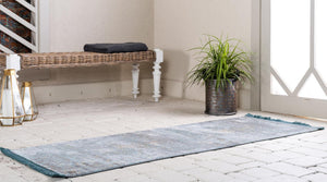 Turquoise 2' x 8' Baracoa Runner Area Rug 100% Polypropylene Distressed Vintage Living Dining Room Office Traditional Carpet for Sale at Rug Engine