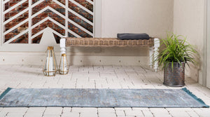 Turquoise 2' 2 x 6' 1 Baracoa Runner Area Rug 100% Polypropylene Distressed Vintage Living Dining Room Office Traditional Carpet for Sale at Rug Engine