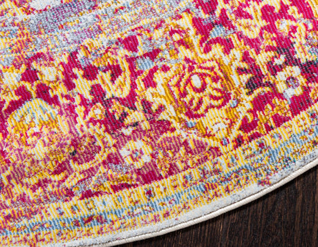 Multicolor 5' 5 x 5' 5 Baracoa Round Area Rug 100% Polypropylene Distressed Vintage Living Dining Room Office Traditional Carpet for Sale at Rug Engine