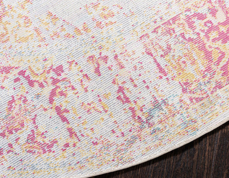 Multicolor 8' x 8' Baracoa Round Area Rug 100% Polypropylene Distressed Vintage Living Dining Room Office Traditional Carpet for Sale at Rug Engine