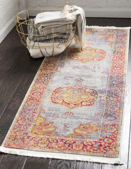Multicolor 2' 7 x 10' Baracoa Runner Area Rug 100% Polypropylene Distressed Vintage Living Dining Room Office Traditional Carpet for Sale at Rug Engine