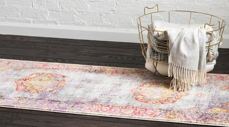 Multicolor 2' 7 x 10' Baracoa Runner Area Rug 100% Polypropylene Distressed Vintage Living Dining Room Office Traditional Carpet for Sale at Rug Engine