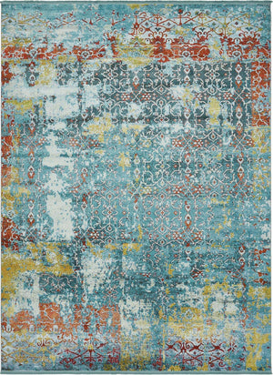 Blue 10' x 13' 1 Baracoa Rectangle Area Rug 100% Polypropylene Distressed Vintage Living Dining Room Office Traditional Carpet for Sale at Rug Engine