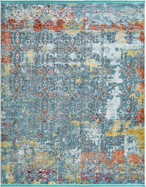 Blue 8' x 10' Baracoa Rectangle Area Rug 100% Polypropylene Distressed Vintage Living Dining Room Office Traditional Carpet for Sale at Rug Engine