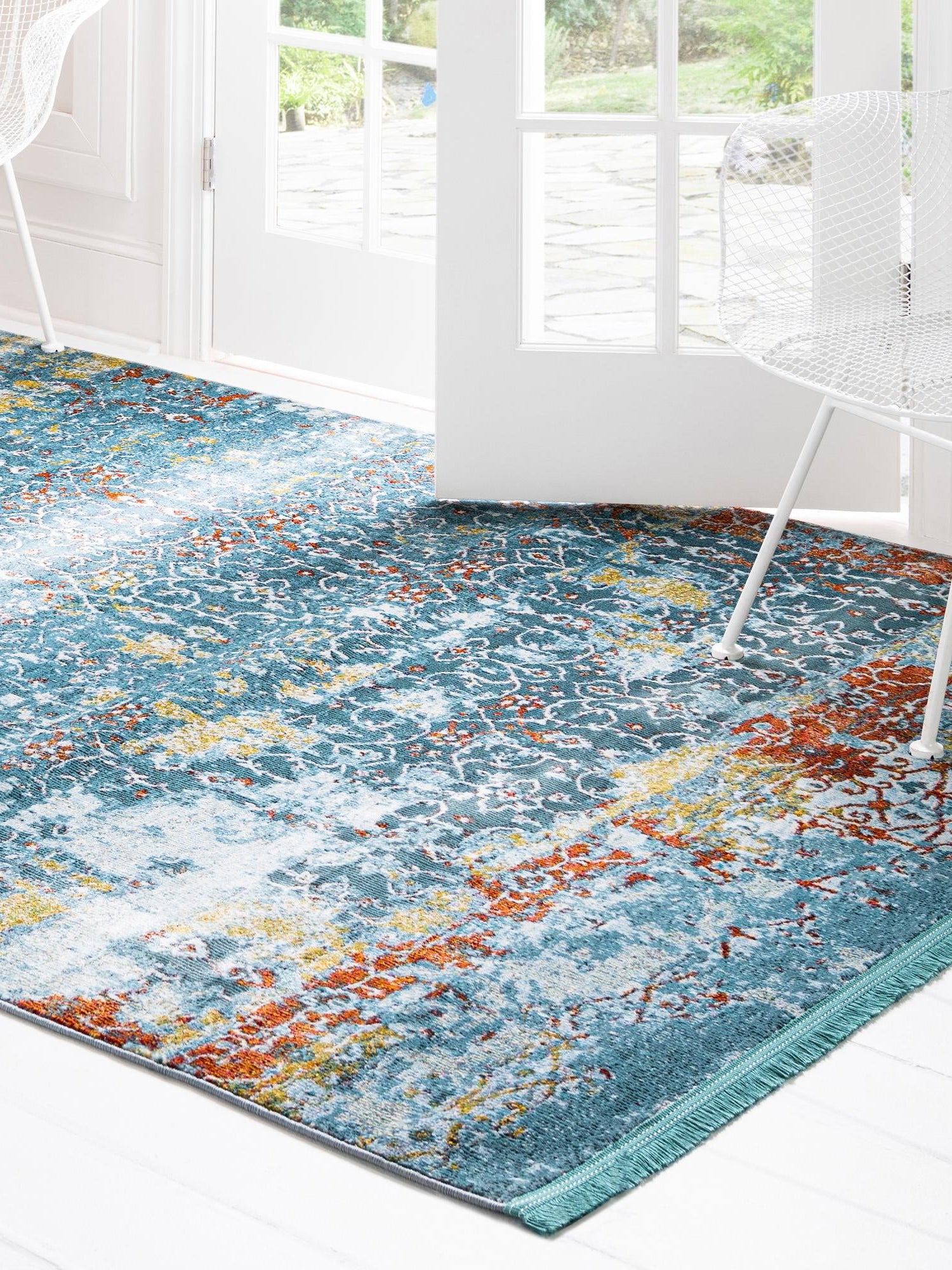 Blue 10' x 13' 1 Baracoa Rectangle Area Rug 100% Polypropylene Distressed Vintage Living Dining Room Office Traditional Carpet for Sale at Rug Engine