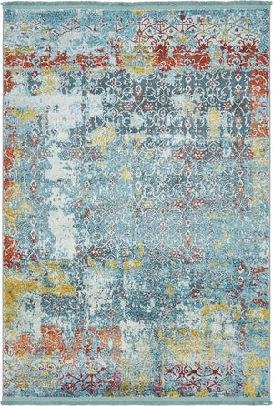 Blue 4' 3 x 6' 1 Baracoa Rectangle Area Rug 100% Polypropylene Distressed Vintage Living Dining Room Office Traditional Carpet for Sale at Rug Engine