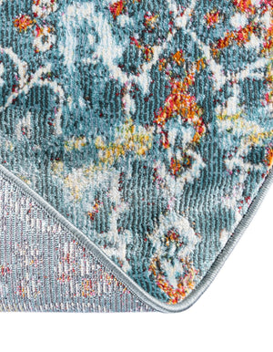 Blue 8' x 8' Baracoa Round Area Rug 100% Polypropylene Distressed Vintage Living Dining Room Office Traditional Carpet for Sale at Rug Engine