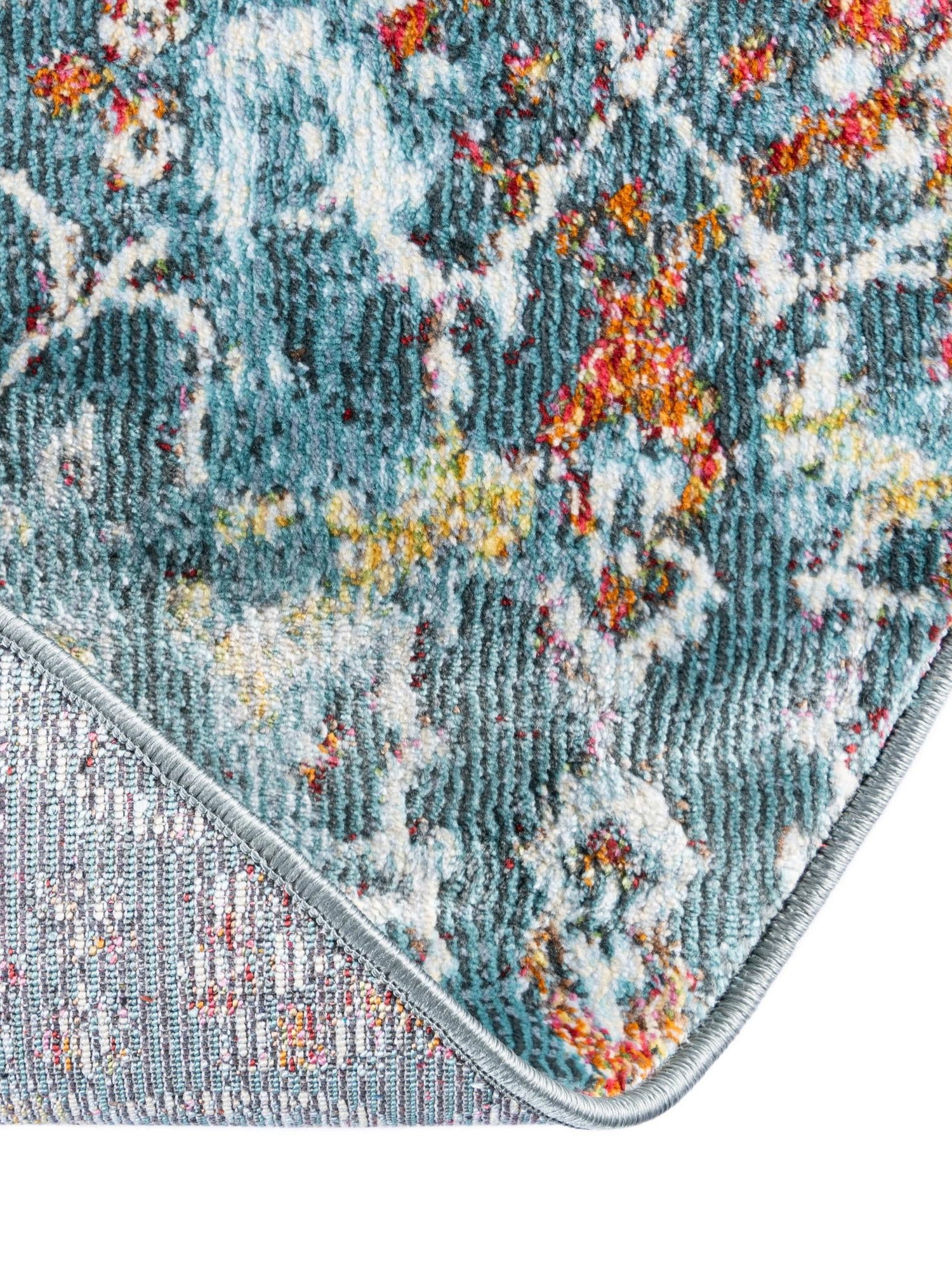 Blue 5' 5 x 5' 5 Baracoa Round Area Rug 100% Polypropylene Distressed Vintage Living Dining Room Office Traditional Carpet for Sale at Rug Engine