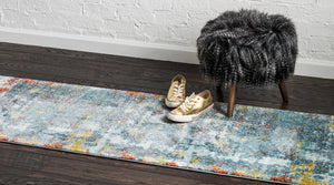 Blue 2' 2 x 6' 1 Baracoa Runner Area Rug 100% Polypropylene Distressed Vintage Living Dining Room Office Traditional Carpet for Sale at Rug Engine