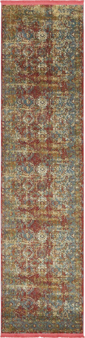 Red 2' 7 x 10' Baracoa Runner Area Rug 100% Polypropylene Distressed Vintage Living Dining Room Office Traditional Carpet for Sale at Rug Engine
