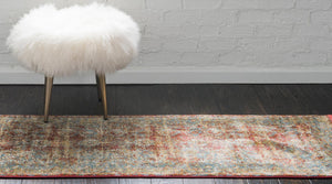 Red 2' 7 x 10' Baracoa Runner Area Rug 100% Polypropylene Distressed Vintage Living Dining Room Office Traditional Carpet for Sale at Rug Engine