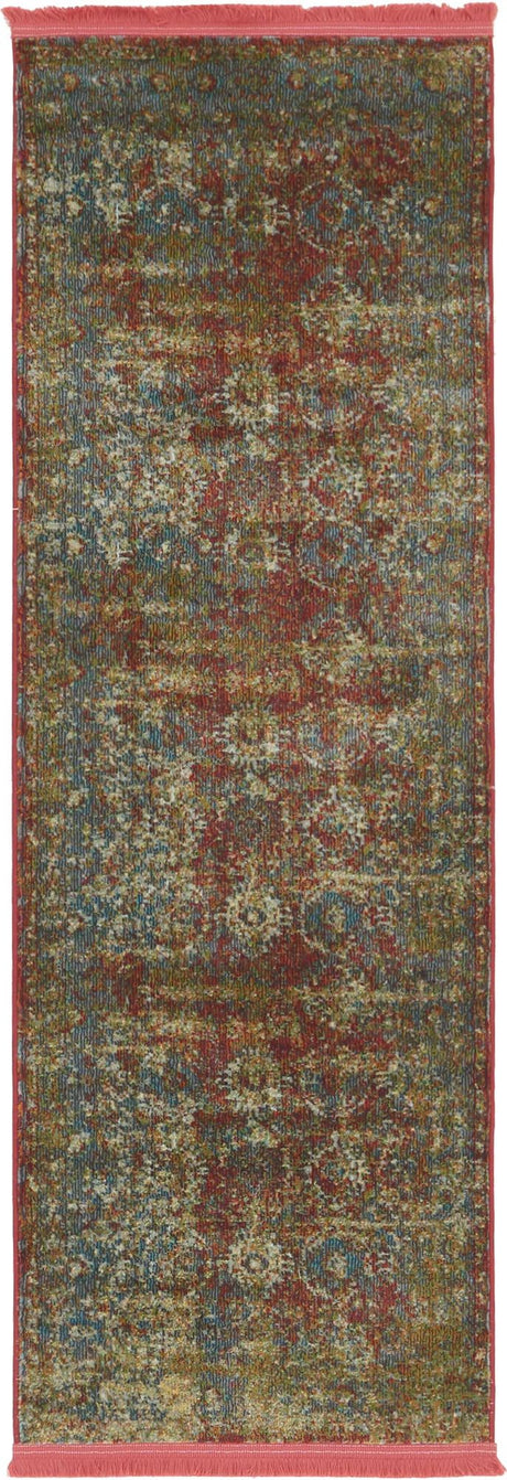 Red 2' 2 x 6' 1 Baracoa Runner Area Rug 100% Polypropylene Distressed Vintage Living Dining Room Office Traditional Carpet for Sale at Rug Engine