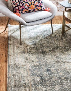 Fume Gray 8' 2 x 11' Baracoa Rectangle Area Rug 100% Polypropylene Distressed Vintage Living Dining Room Office Traditional Carpet for Sale at Rug Engine