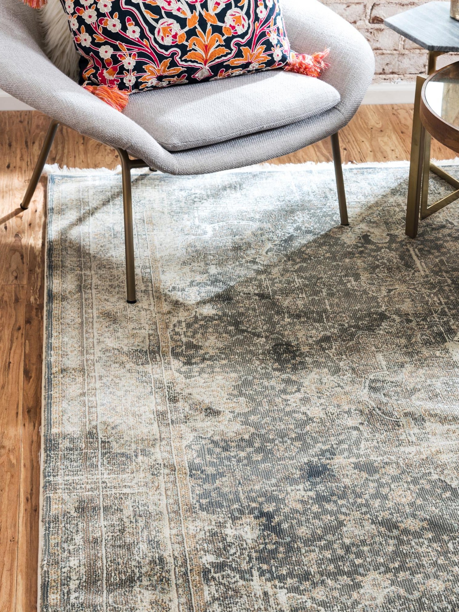 Fume Gray 5' 5 x 8' Baracoa Rectangle Area Rug 100% Polypropylene Distressed Vintage Living Dining Room Office Traditional Carpet for Sale at Rug Engine