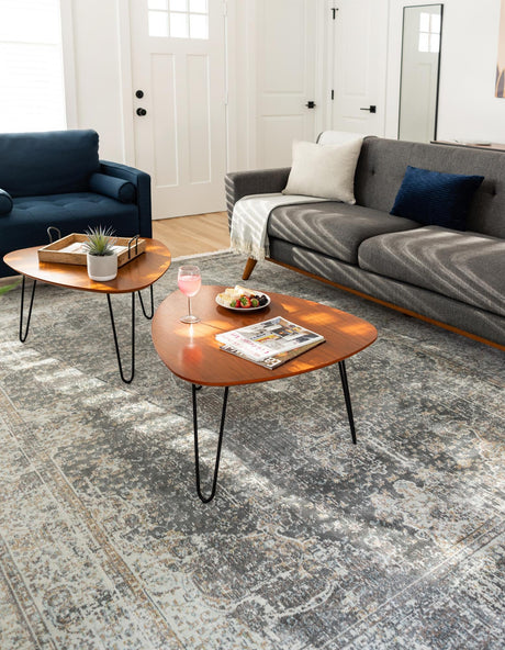 Fume Gray 8' 2 x 11' Baracoa Rectangle Area Rug 100% Polypropylene Distressed Vintage Living Dining Room Office Traditional Carpet for Sale at Rug Engine