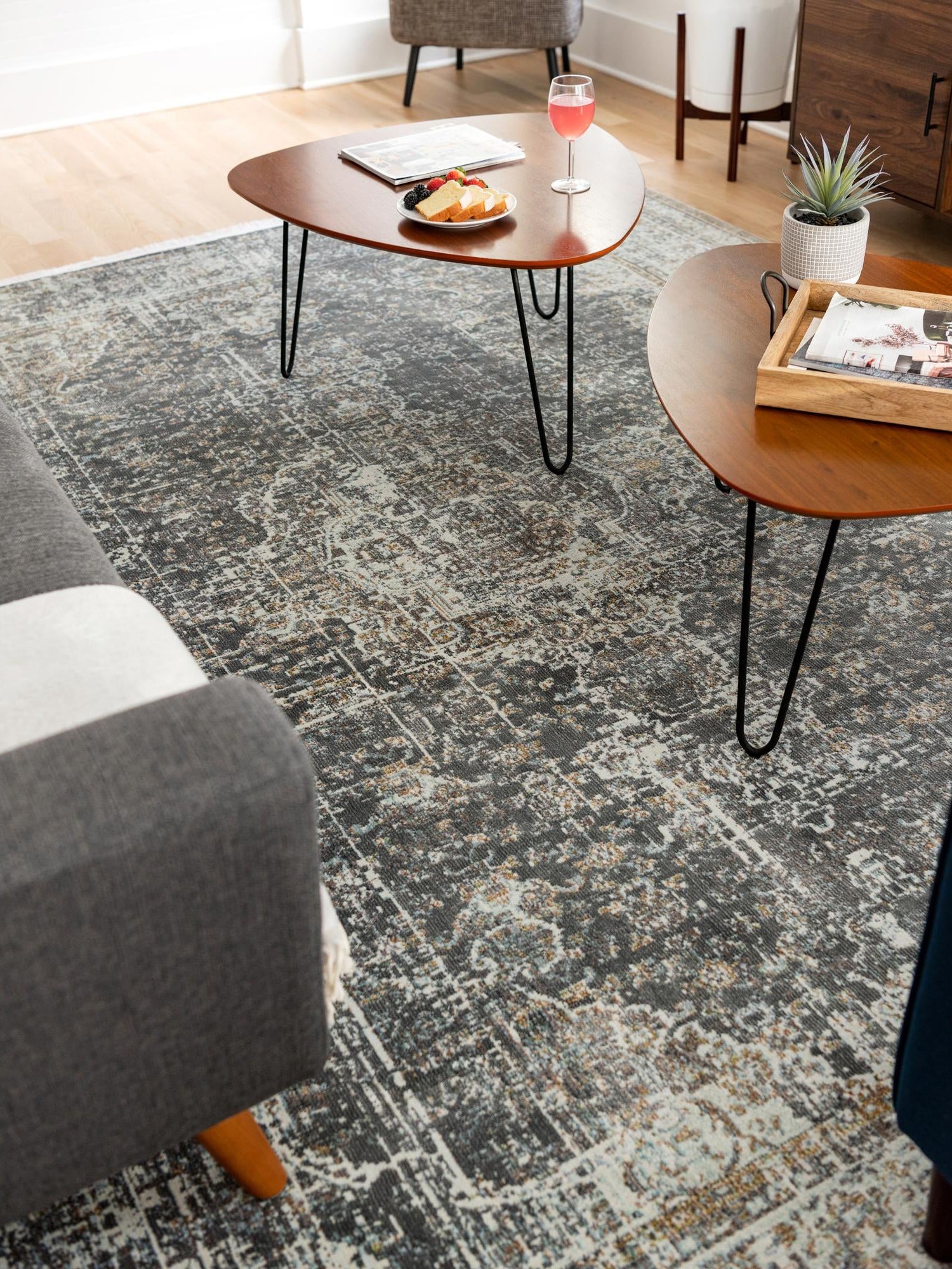 Fume Gray 10' x 13' 1 Baracoa Rectangle Area Rug 100% Polypropylene Distressed Vintage Living Dining Room Office Traditional Carpet for Sale at Rug Engine