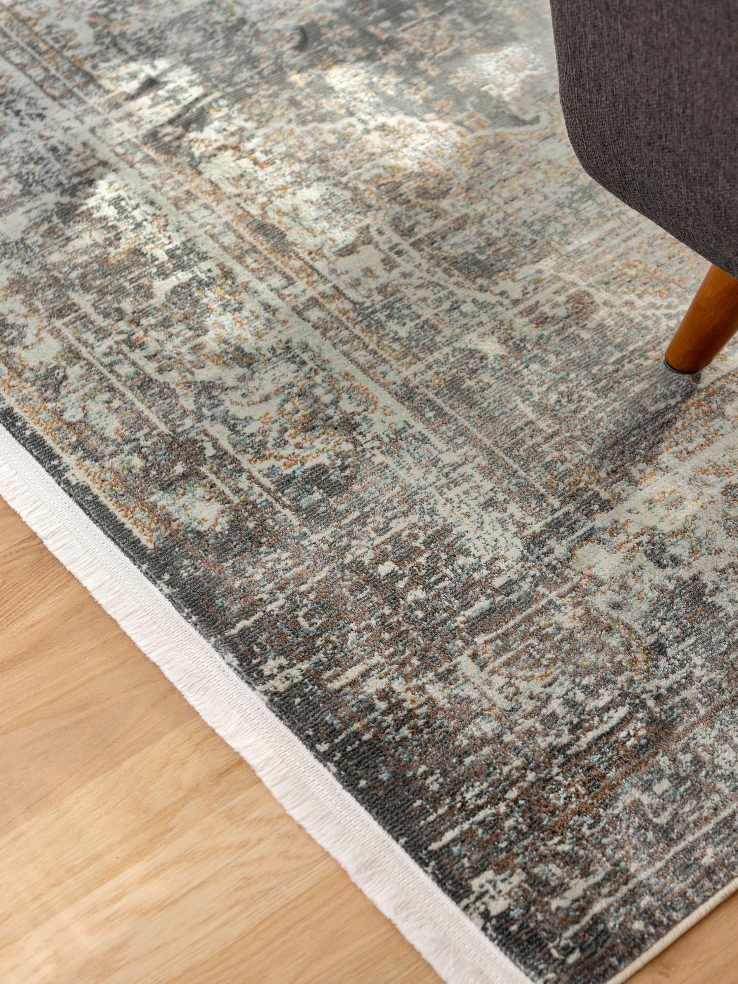 Fume Gray 10' x 14' Baracoa Rectangle Area Rug 100% Polypropylene Distressed Vintage Living Dining Room Office Traditional Carpet for Sale at Rug Engine