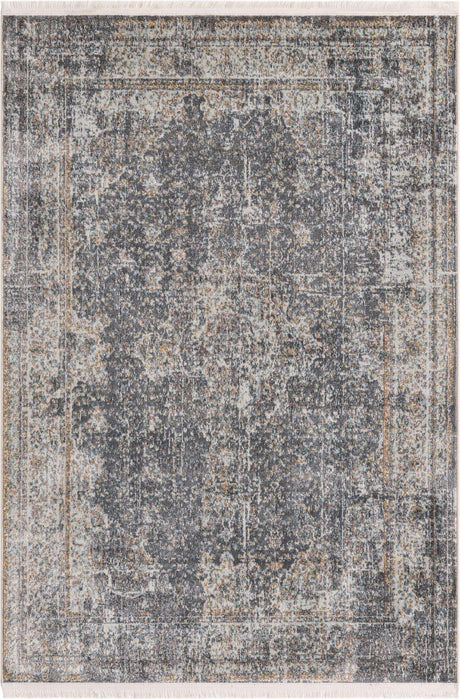 Fume Gray 4' 3 x 6' 1 Baracoa Rectangle Area Rug 100% Polypropylene Distressed Vintage Living Dining Room Office Traditional Carpet for Sale at Rug Engine