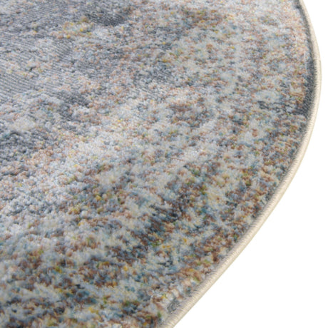 Fume Gray 4' x 4' Baracoa Round Area Rug 100% Polypropylene Distressed Vintage Living Dining Room Office Traditional Carpet for Sale at Rug Engine