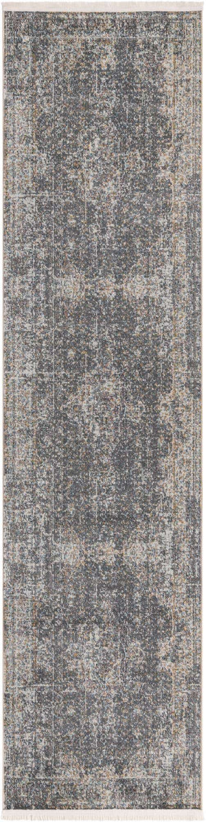 Fume Gray 2' 7 x 10' Baracoa Runner Area Rug 100% Polypropylene Distressed Vintage Living Dining Room Office Traditional Carpet for Sale at Rug Engine