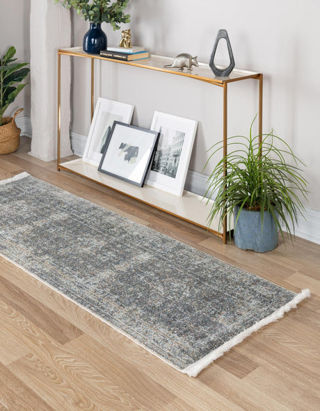 Fume Gray 2' 2 x 6' 1 Baracoa Runner Area Rug 100% Polypropylene Distressed Vintage Living Dining Room Office Traditional Carpet for Sale at Rug Engine