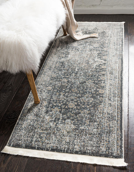 Fume Gray 2' x 8' Baracoa Runner Area Rug 100% Polypropylene Distressed Vintage Living Dining Room Office Traditional Carpet for Sale at Rug Engine
