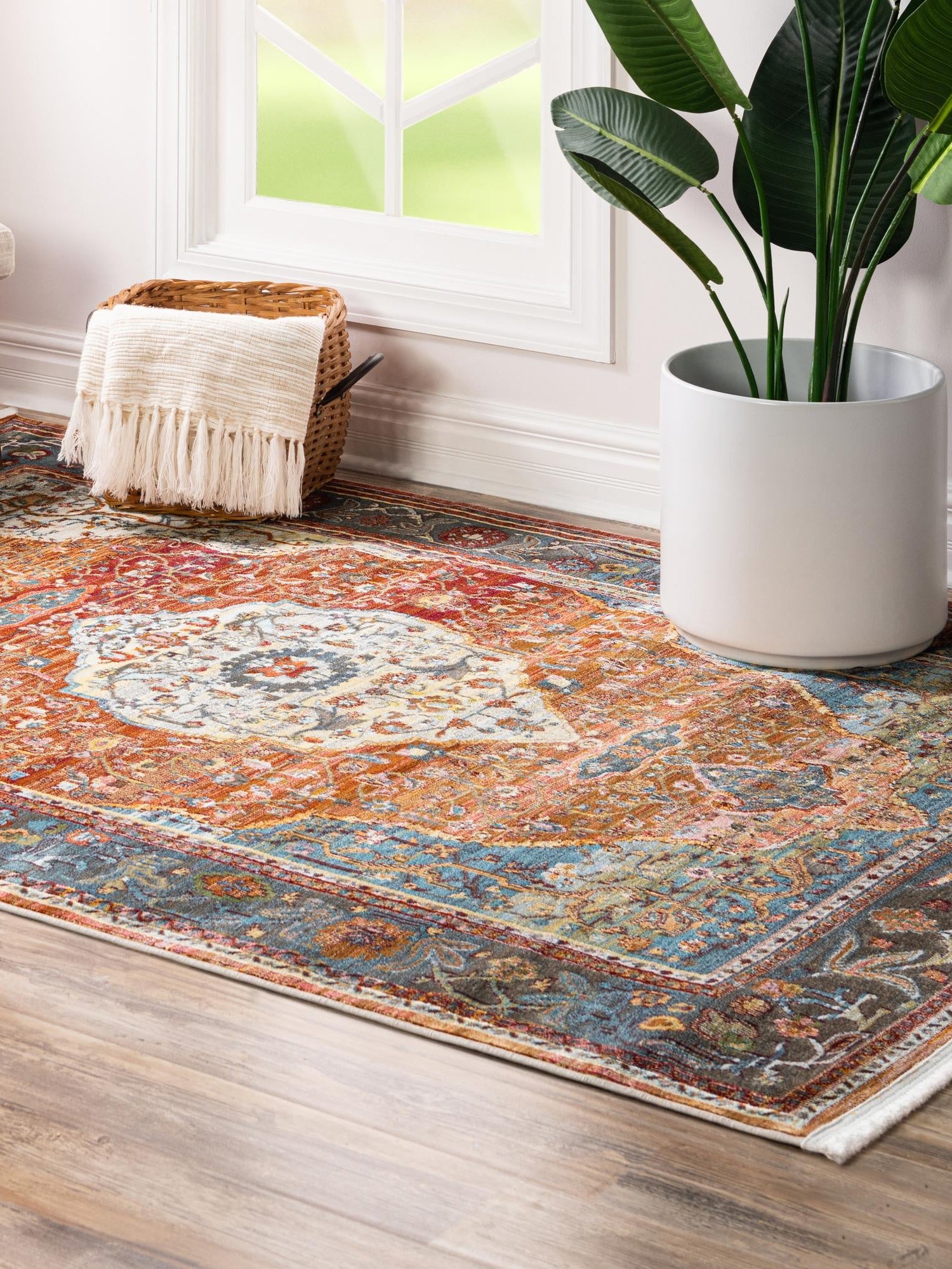 Rust Red 6' x 9' Baracoa Rectangle Area Rug 100% Polypropylene Distressed Vintage Living Dining Room Office Traditional Carpet for Sale at Rug Engine