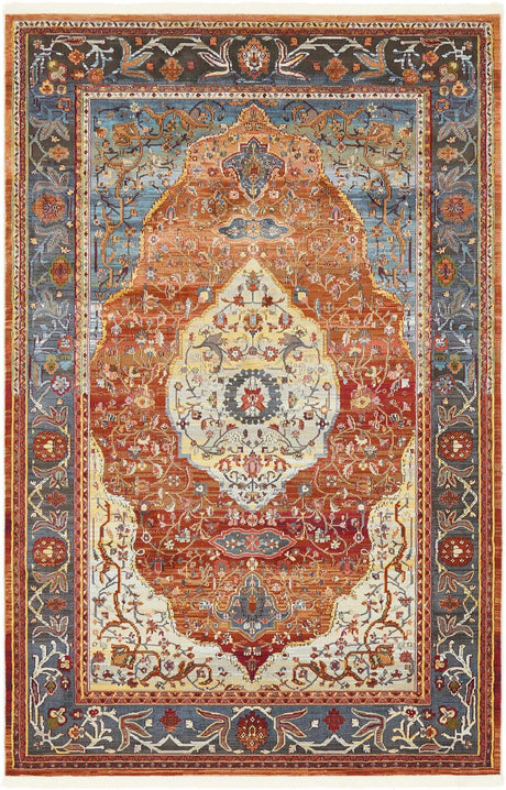 Rust Red 5' 5 x 8' Baracoa Rectangle Area Rug 100% Polypropylene Distressed Vintage Living Dining Room Office Traditional Carpet for Sale at Rug Engine