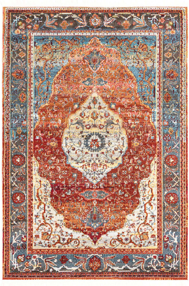 Rust Red 4' 3 x 6' 1 Baracoa Rectangle Area Rug 100% Polypropylene Distressed Vintage Living Dining Room Office Traditional Carpet for Sale at Rug Engine