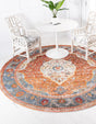 Rust Red 7' 1 x 7' 1 Baracoa Round Area Rug 100% Polypropylene Distressed Vintage Living Dining Room Office Traditional Carpet for Sale at Rug Engine