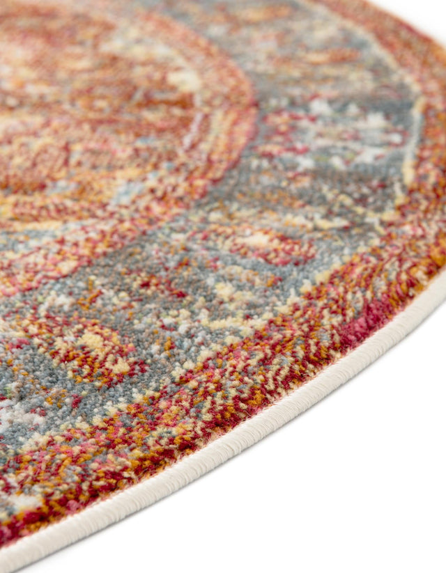 Rust Red 5' 5 x 5' 5 Baracoa Round Area Rug 100% Polypropylene Distressed Vintage Living Dining Room Office Traditional Carpet for Sale at Rug Engine