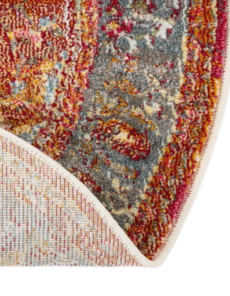Rust Red 7' 1 x 7' 1 Baracoa Round Area Rug 100% Polypropylene Distressed Vintage Living Dining Room Office Traditional Carpet for Sale at Rug Engine