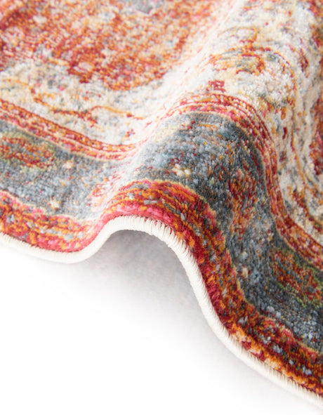 Rust Red 8' x 8' Baracoa Round Area Rug 100% Polypropylene Distressed Vintage Living Dining Room Office Traditional Carpet for Sale at Rug Engine