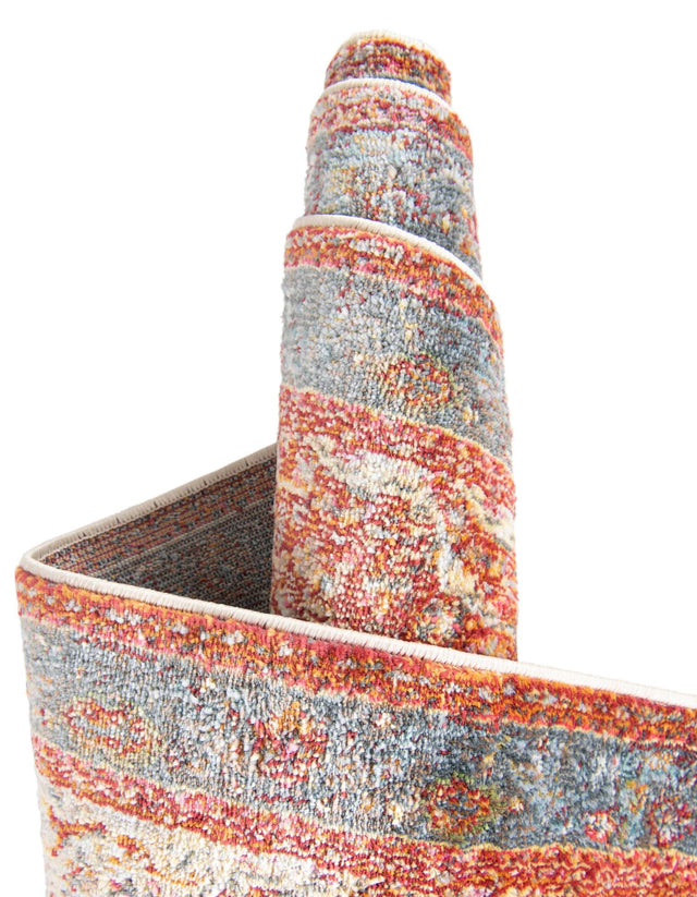 Rust Red 5' 5 x 5' 5 Baracoa Round Area Rug 100% Polypropylene Distressed Vintage Living Dining Room Office Traditional Carpet for Sale at Rug Engine