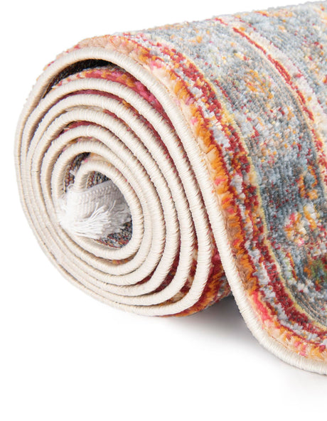 Rust Red 7' 1 x 7' 1 Baracoa Round Area Rug 100% Polypropylene Distressed Vintage Living Dining Room Office Traditional Carpet for Sale at Rug Engine