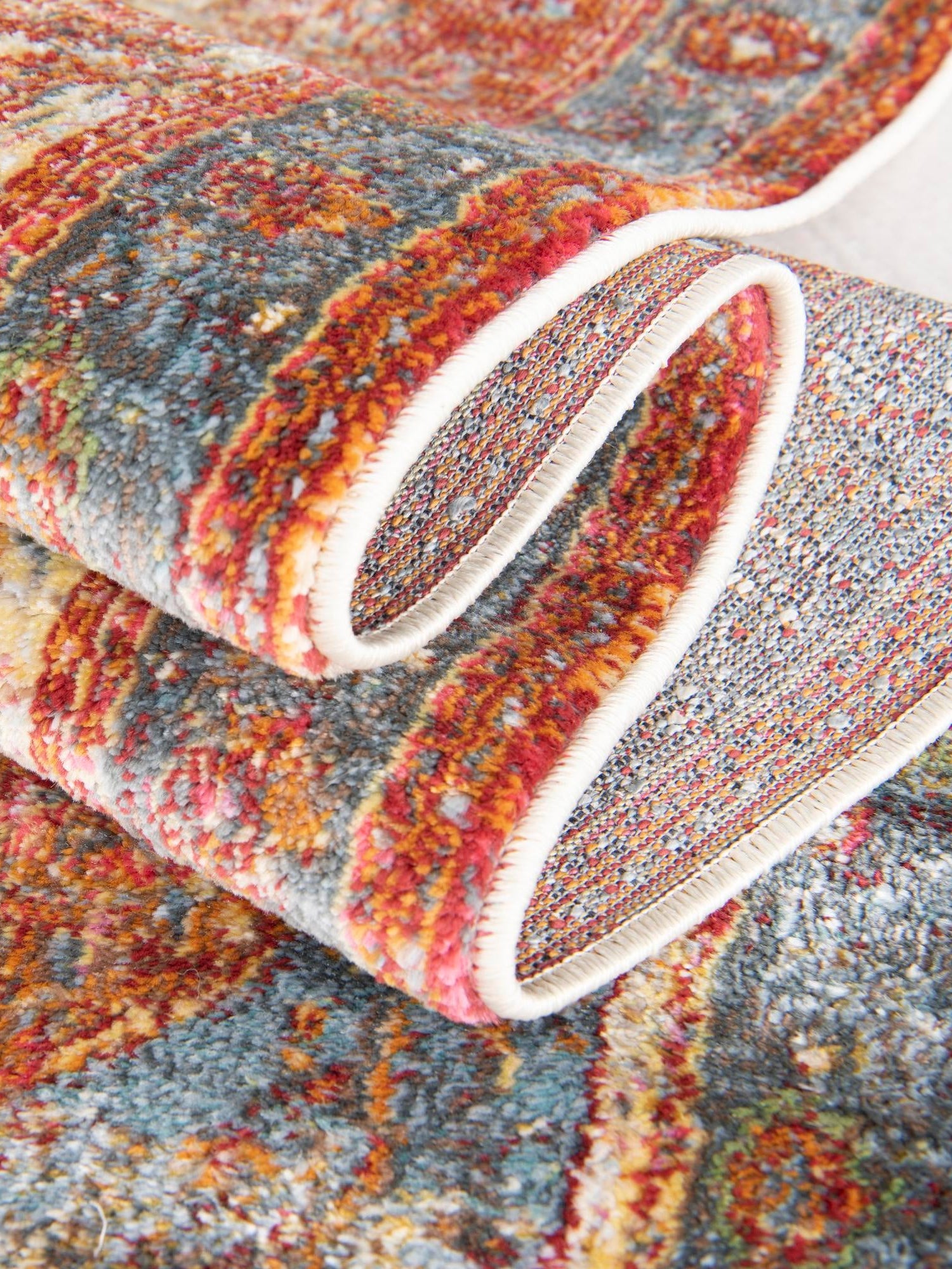 Rust Red 3' 3 x 3' 3 Baracoa Round Area Rug 100% Polypropylene Distressed Vintage Living Dining Room Office Traditional Carpet for Sale at Rug Engine